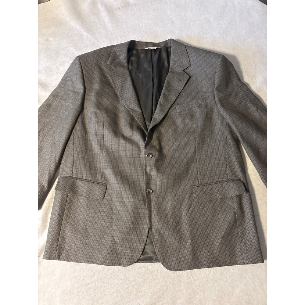 PRONTO-UOMO Mens Grey Micro Check Two Button Blazer Sport Coat Jacket 48R‎